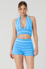 Cashmere Mini Stripe Halter Tank - Azure Blue/White