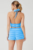 Cashmere Mini Stripe Halter Tank - Azure Blue/White